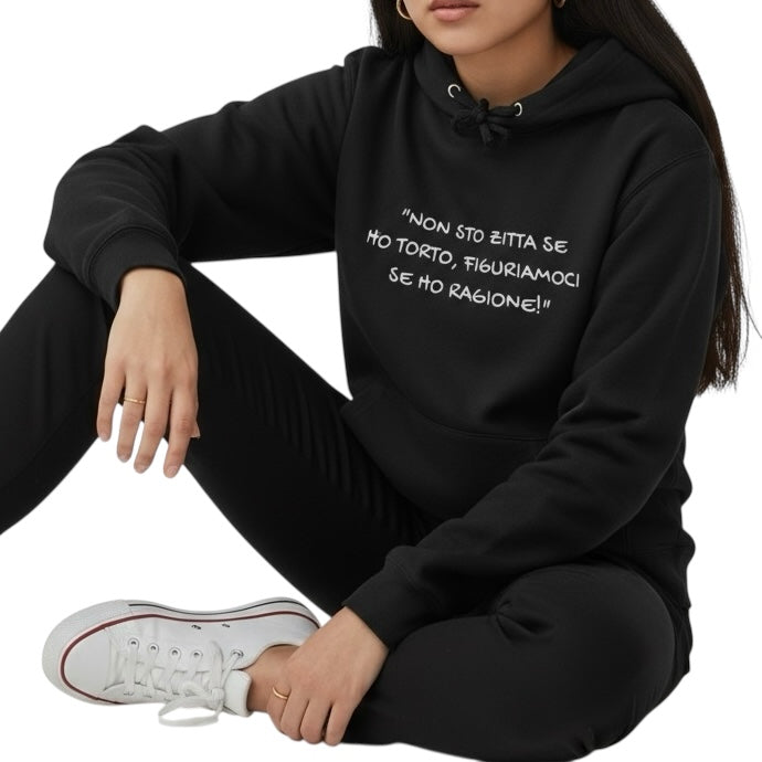 Felpa Invernale con cappuccio POV unisex e ricamata -personalizza la tua frase inserendola nelle note al check out