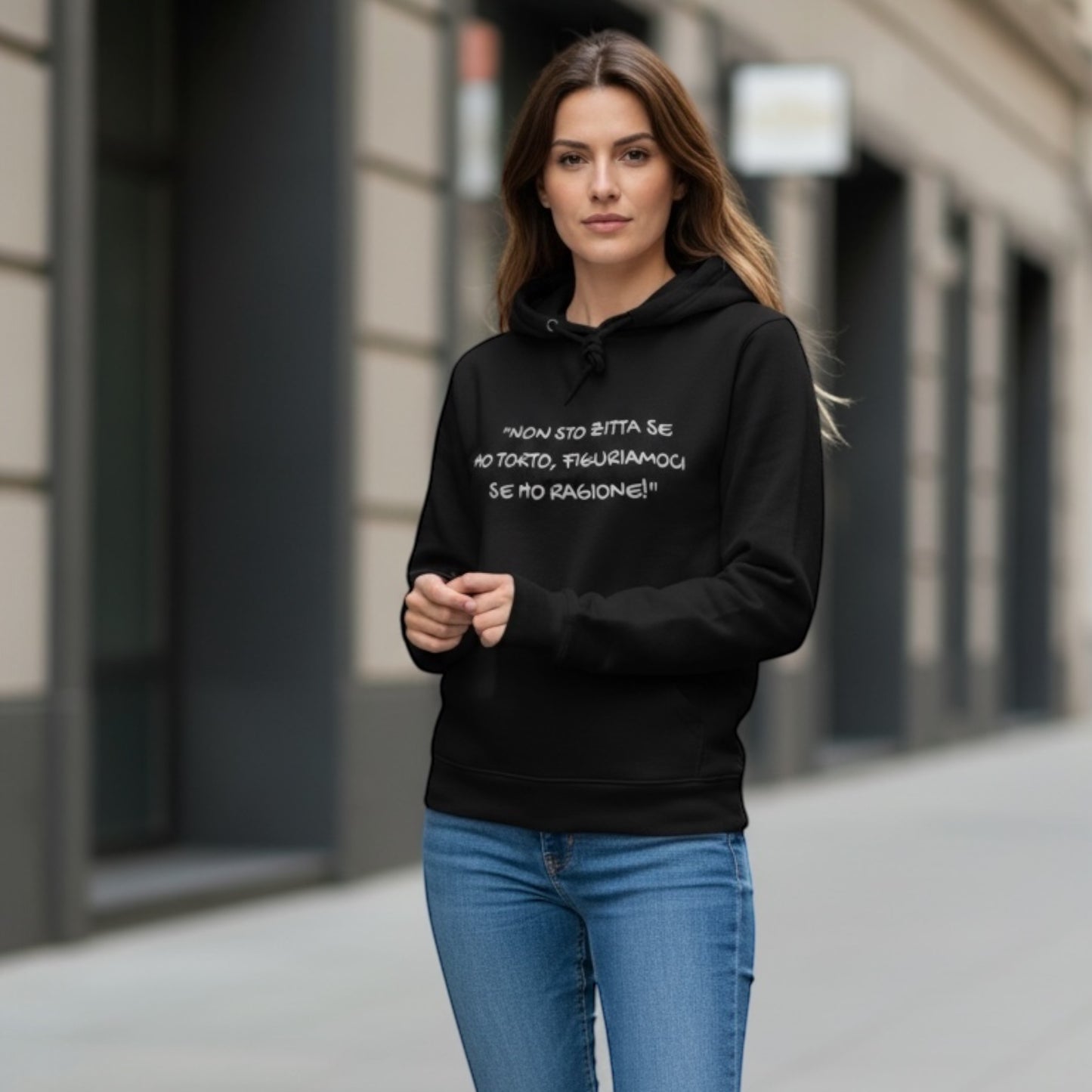 Felpa Invernale con cappuccio POV unisex e ricamata -personalizza la tua frase inserendola nelle note al check out