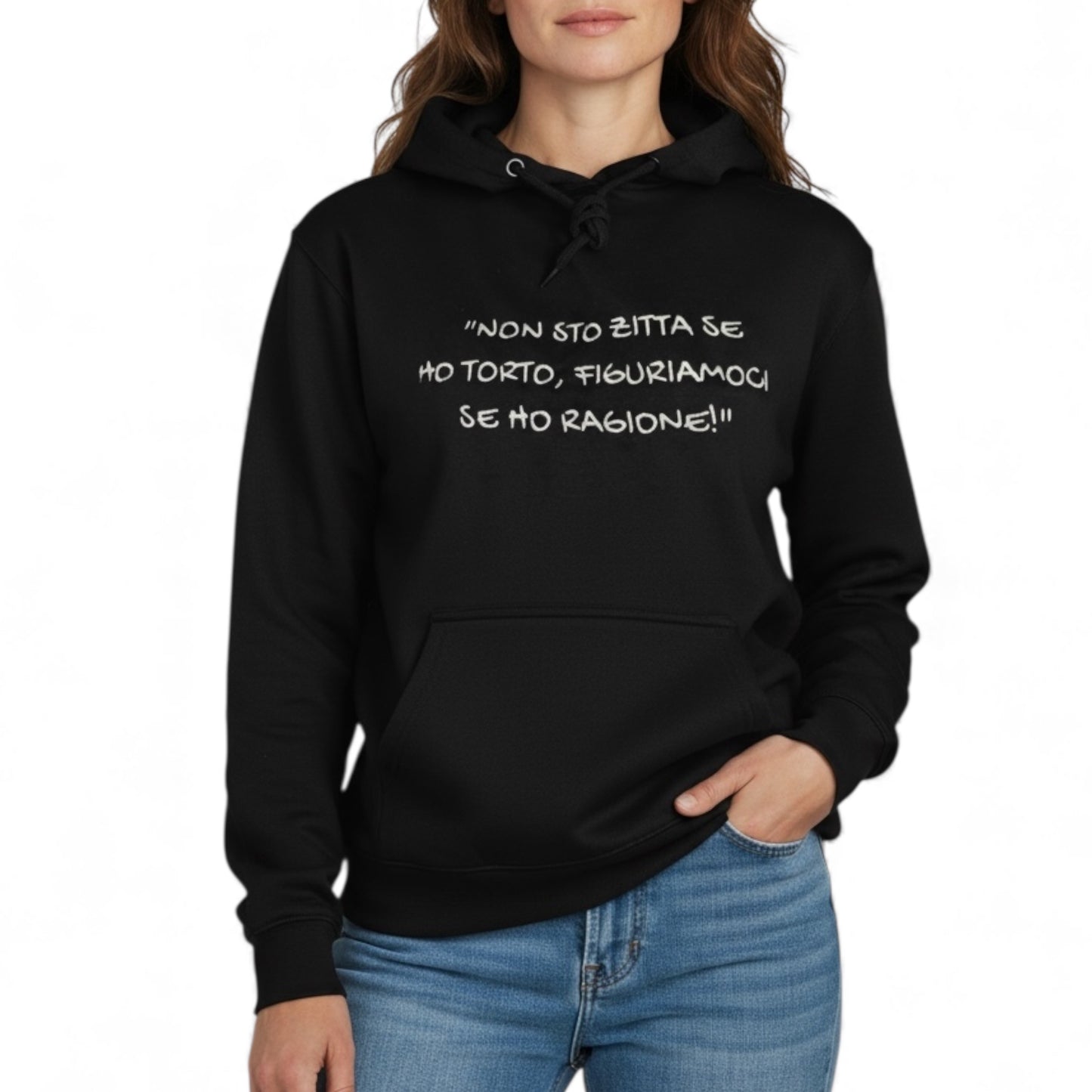 Felpa Invernale con cappuccio POV unisex e ricamata -personalizza la tua frase inserendola nelle note al check out